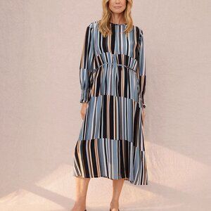 New Masai Neve Striped Dress Goblin Blue Size S